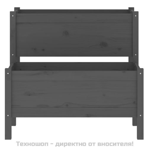 Плантер, сив, 84,5x84x75 см, борово дърво масив