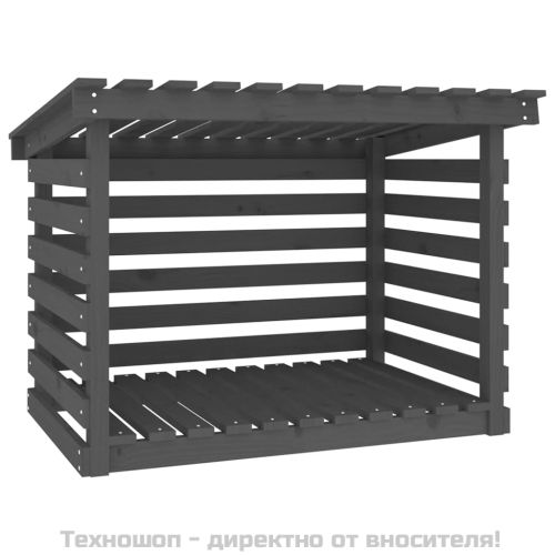 Поставка за дърва за огрев сива 108x73x79 см масивно дърво бор