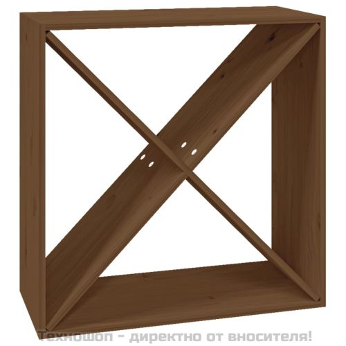 Шкаф за вино меденокафяв 62x25x62 см масивна дървесина бор