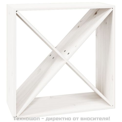 Шкаф за вино, бял, 62x25x62 см, борово дърво масив