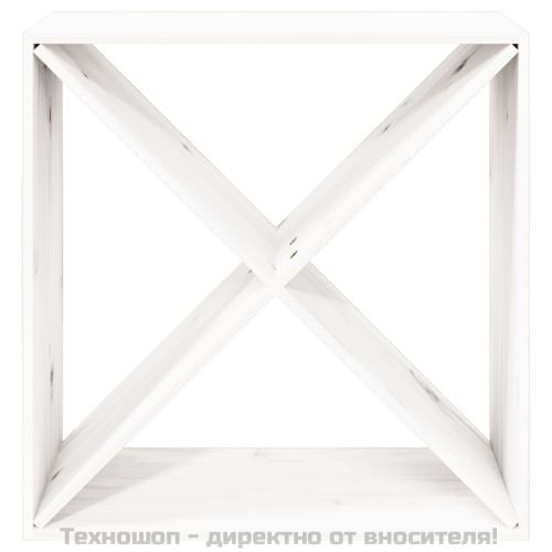 Шкаф за вино, бял, 62x25x62 см, борово дърво масив