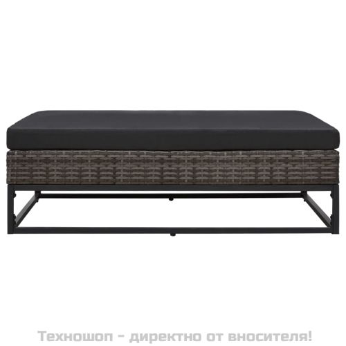 Градински комплект с възглавници, 5 части, полиратан, сив