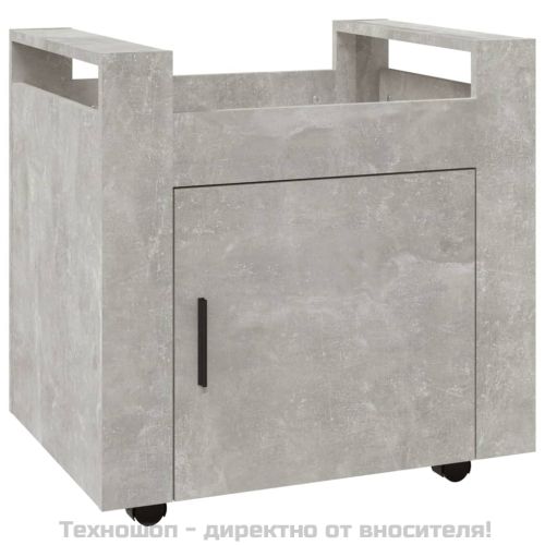 Бюро на колелца, бетонно сиво, 60x45x60 см, инженерно дърво
