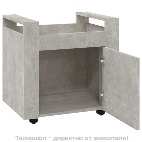 Бюро на колелца, бетонно сиво, 60x45x60 см, инженерно дърво