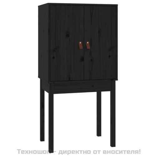 Висок шкаф, черен, 60x40x120 см, борово дърво масив