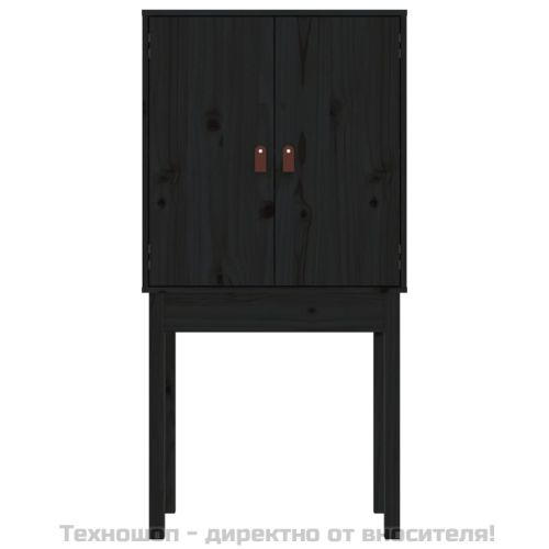Висок шкаф, черен, 60x40x120 см, борово дърво масив