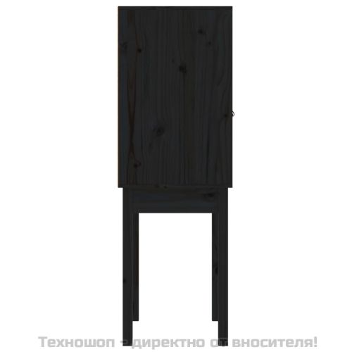 Висок шкаф, черен, 60x40x120 см, борово дърво масив