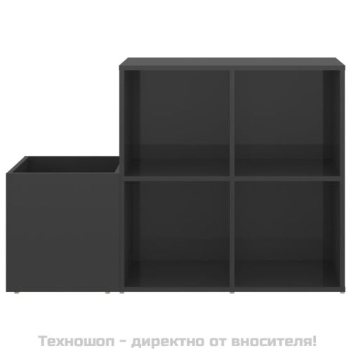 Шкаф за обувки, сив гланц, 105x35,5x70 см, инженерно дърво