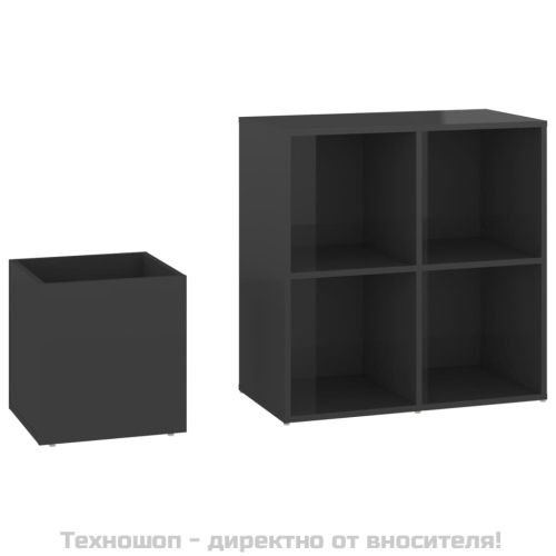 Шкаф за обувки, сив гланц, 105x35,5x70 см, инженерно дърво