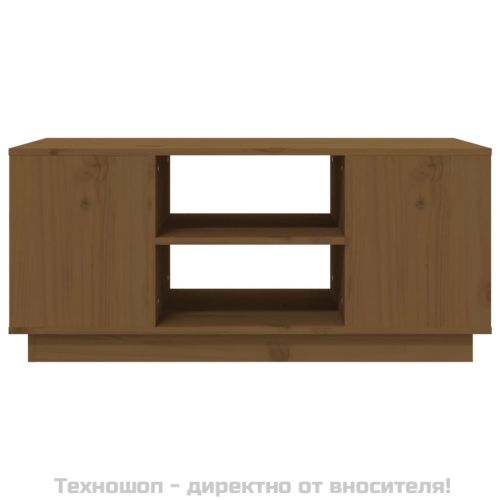 Кафе маса, меденокафява, 90x49x40,5 см, борово дърво масив