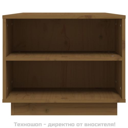 Кафе маса, меденокафява, 90x49x40,5 см, борово дърво масив
