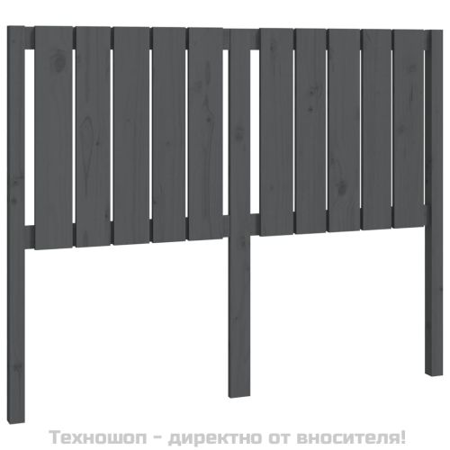 Горна табла за легло, сива, 125,5x4x100 см, бор масив