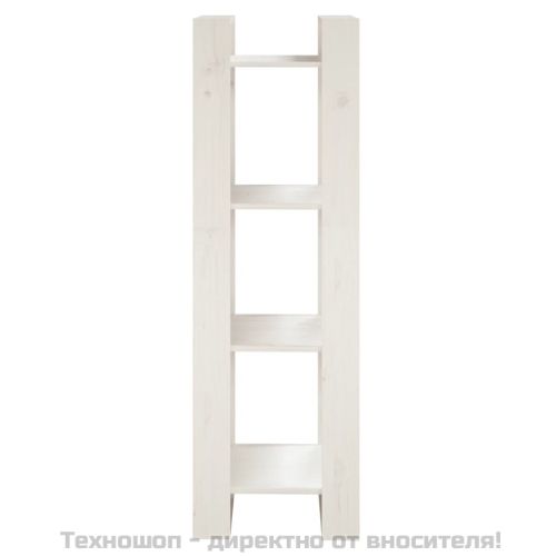 Библиотека/разделител за стая, бяла, 41x35x125 см, бор масив