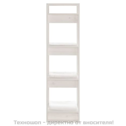 Библиотека/разделител за стая, бяла, 41x35x125 см, бор масив