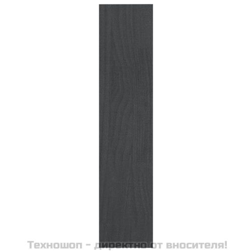 Библиотека/разделител за стая, сива, 100x30x135,5 см, бор масив