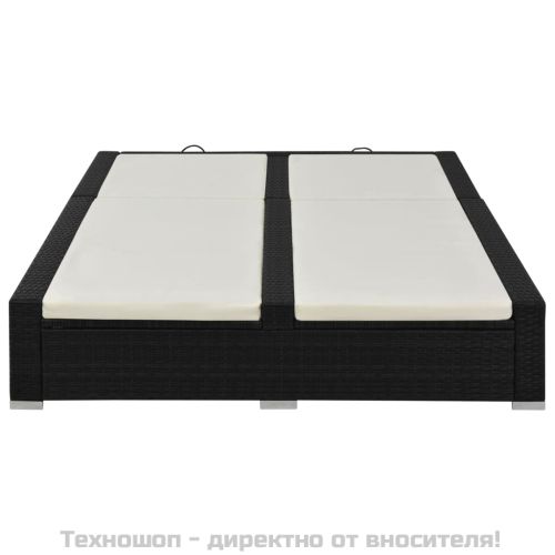 Двоен шезлонг, черен полиратан