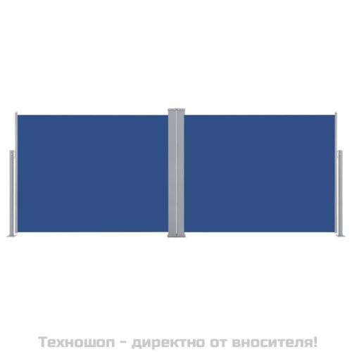 Прибираща се странична тента, синя, 140x1000 см