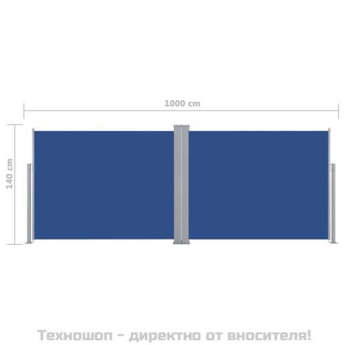 Прибираща се странична тента, синя, 140x1000 см