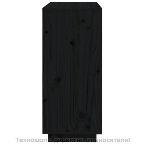 Сайдборд, черен, 74x35x80 см, бор масив