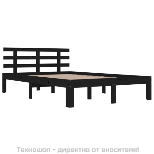 Рамка за легло, черна, дърво масив, 200x200 см