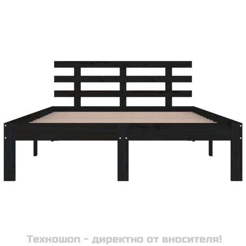 Рамка за легло, черна, дърво масив, 200x200 см