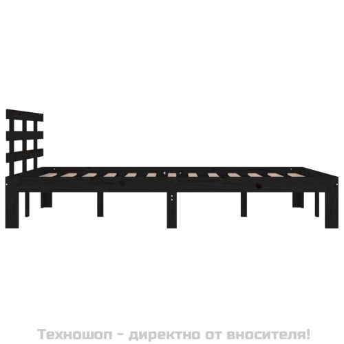 Рамка за легло, черна, дърво масив, 200x200 см