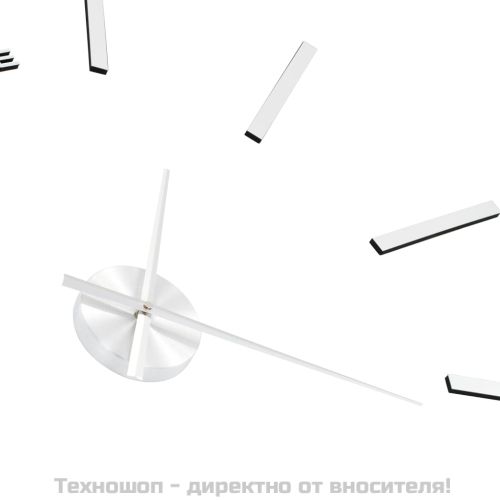 3D стенен часовник, модерен дизайн, 100 см, XXL, сребрист
