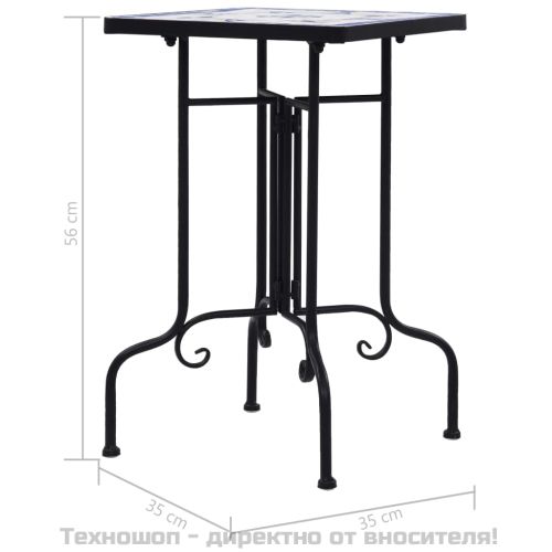 Мозаечна странична маса, синьо-бяла, керамика