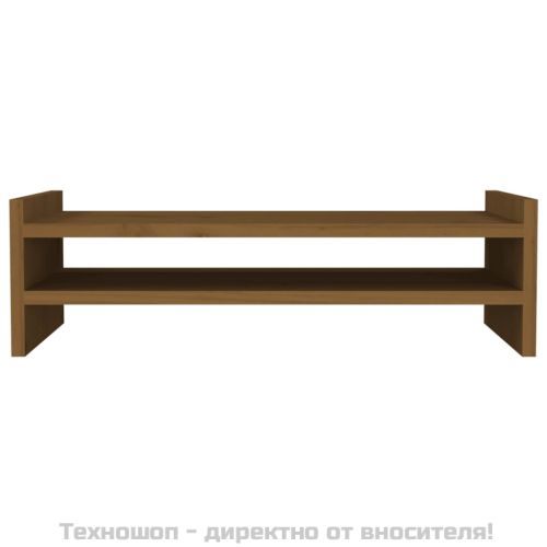 Поставка за монитор, меденокафява, 50x27x15 см, бор масив