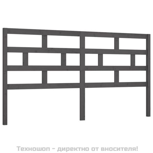 Горна табла за легло, сива, 206x4x100 см, бор масив