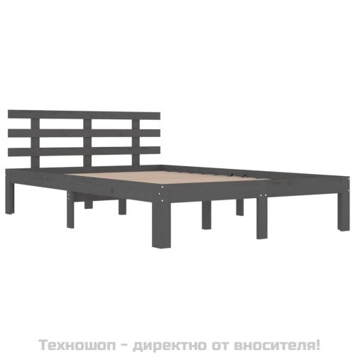 Рамка за легло, сива, дърво масив, 200x200 см