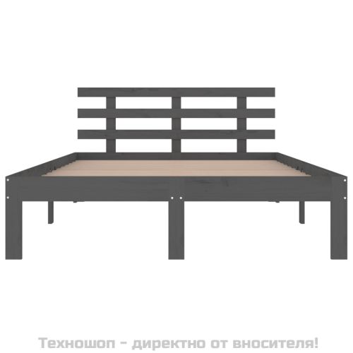 Рамка за легло, сива, дърво масив, 200x200 см
