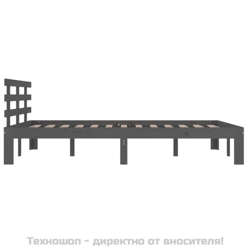 Рамка за легло, сива, дърво масив, 200x200 см
