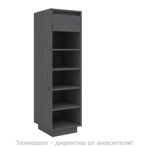 Пейка за обувки, Сив, 30x34x105 см, бор масив