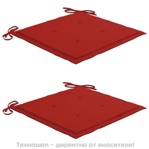 Възглавници за столове 2 бр червени 50x50x4 см Оксфорд плат