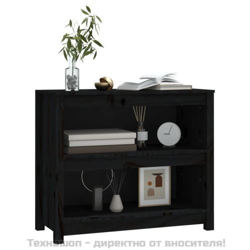 Библиотека, черна, 80x35x68 см, бор масив