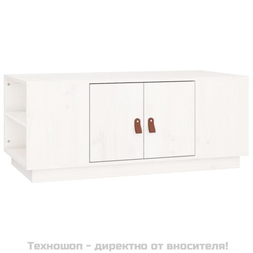 Кафе маса, бяла, 100x50x41 см, борово дърво масив