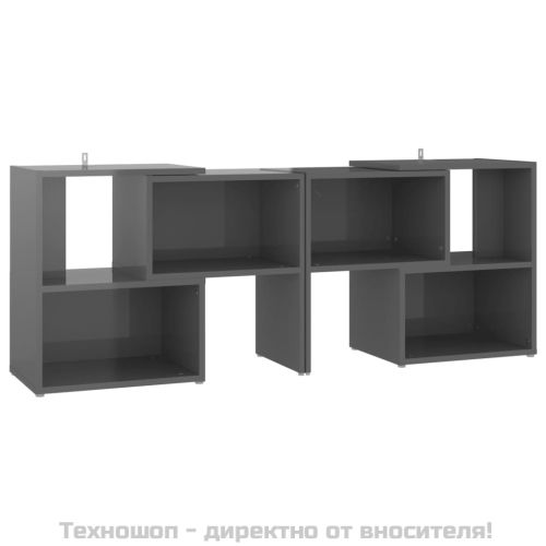 ТВ шкаф, сив гланц, 104x30x52 см, инженерно дърво
