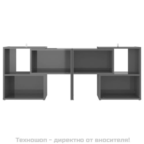 ТВ шкаф, сив гланц, 104x30x52 см, инженерно дърво