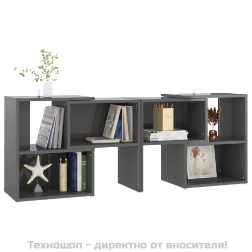 ТВ шкаф, сив гланц, 104x30x52 см, инженерно дърво