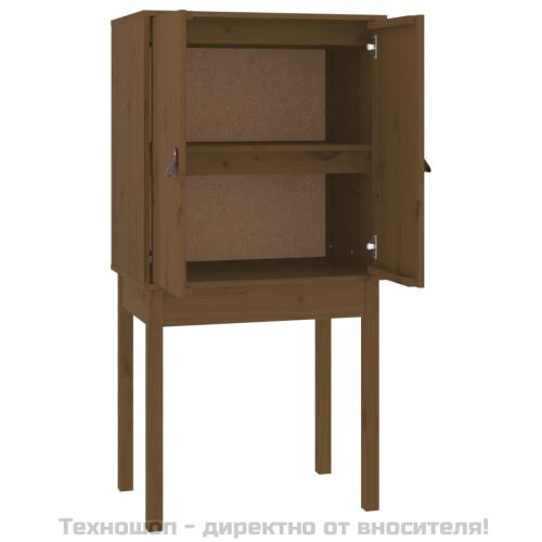 Висок шкаф, меденокафяв, 60x40x120 см, борово дърво масив
