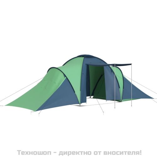 Къмпинг палатка за 6 души синьо и зелено