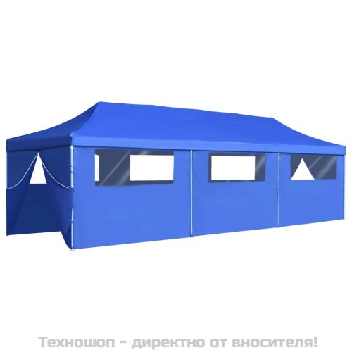 Сгъваема шатра с 8 странични стени, 870x291x315 см, синя