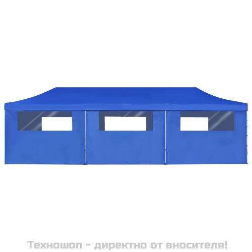 Сгъваема шатра с 8 странични стени, 870x291x315 см, синя
