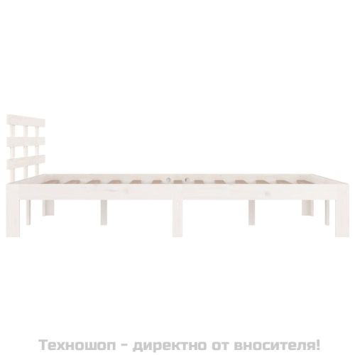Рамка за легло, бяла, дърво масив, 180x200 cм, Super King