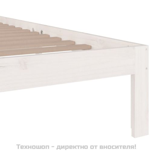 Рамка за легло, бяла, дърво масив, 180x200 cм, Super King