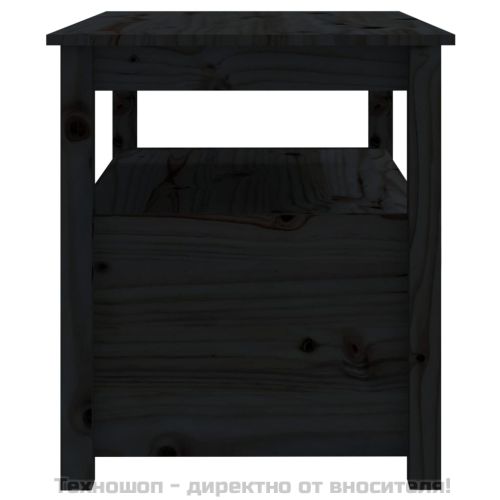 Кафе маса, черна, 71x49x55 см, борово дърво масив