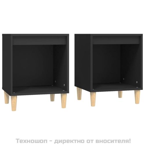 Нощни шкафчета, 2 бр, черен, 40x35x50 см