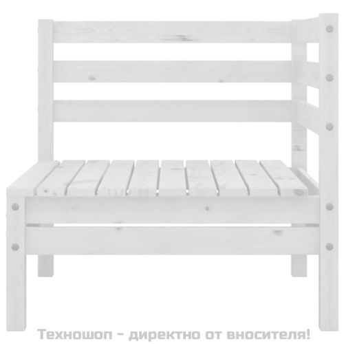 Градински лаундж комплект, 3 части, бор масив, бял