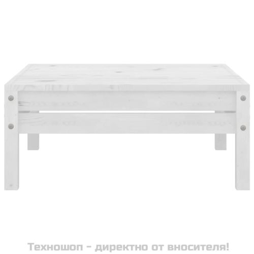 Градински лаундж комплект, 3 части, бор масив, бял